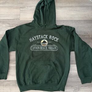 Gildan Dark Green Haystack Rock Hoodie